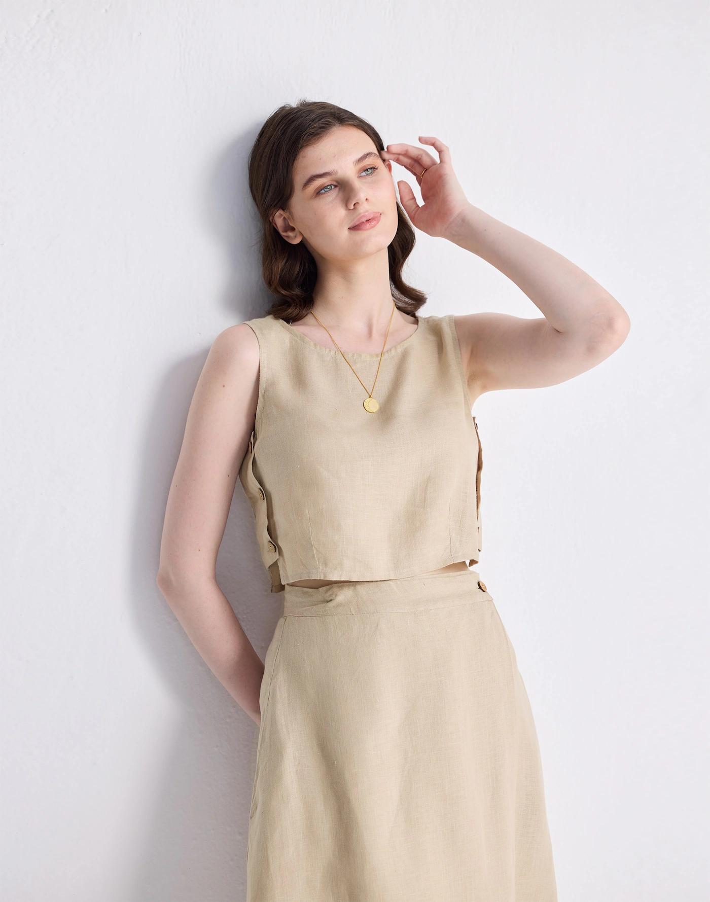 Reistor® Boxy 100% Hemp Crop Top in Neutral Beige Product Image