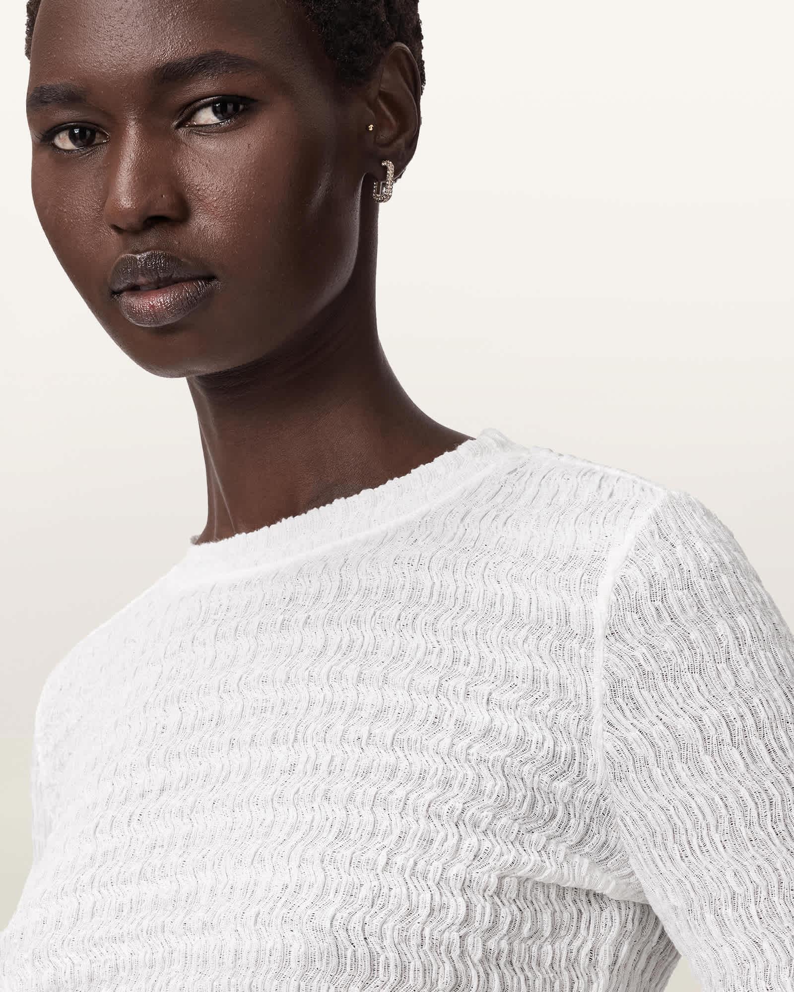 West Long Sleeve Top White | ALLSAINTS US Product Image