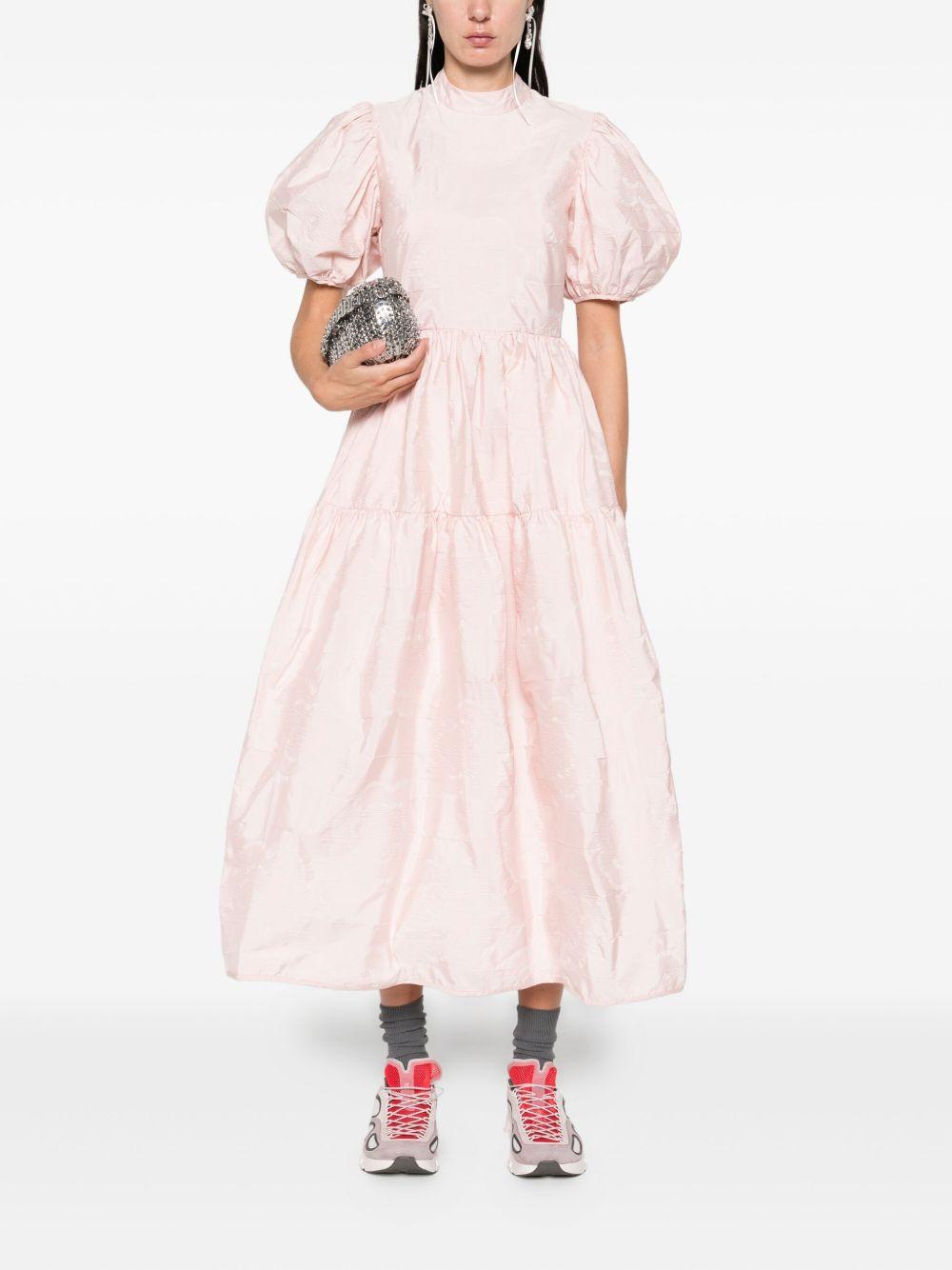 puff-sleeve tiered midi dress Product Image