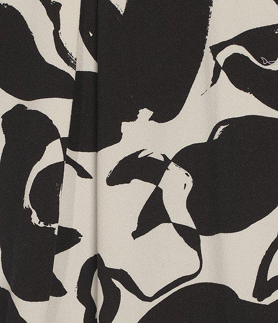 Bryn Walker Plus Size Woven Lucinda Floral Petal Print Round Neck 3/4 Sleeve Hi-Low Hem Shirt Product Image