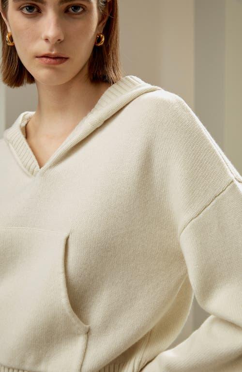 Lilysilk Cropped Wool-Cashmere  Blend Hoodie for Women in Avocado Green at Nordstrom, Size Large Product Image