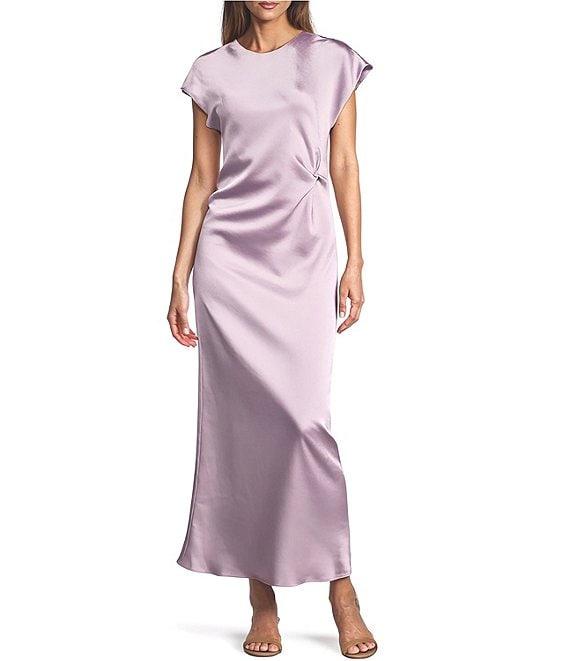 Antonio Melani Myla Short Sleeved Drapey Satin Maxi Dress Product Image