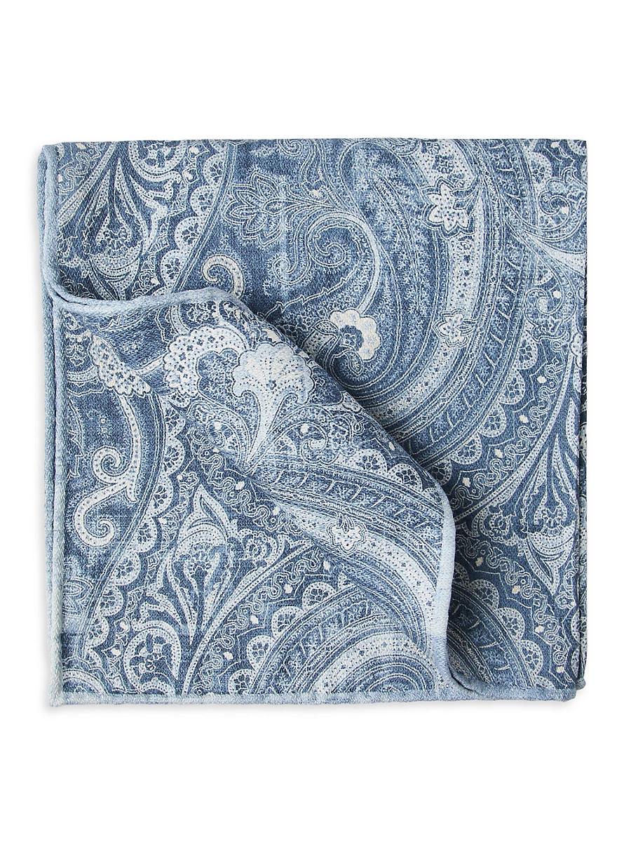 Mens Double Face Silk Pocket Square with Paisley Design Product Image