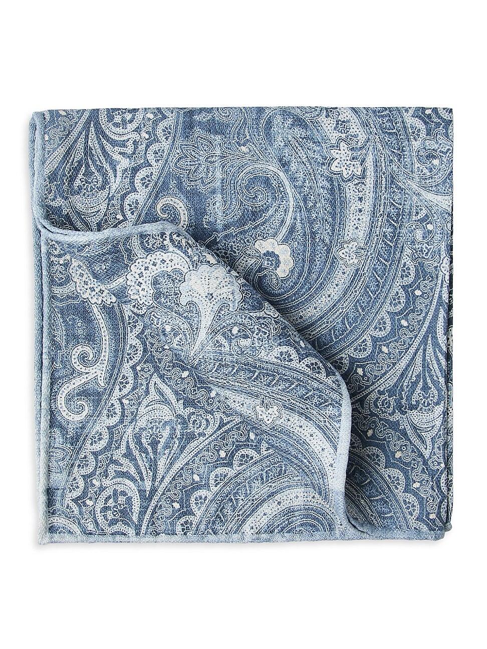 Mens Double Face Silk Pocket Square with Paisley Design Product Image