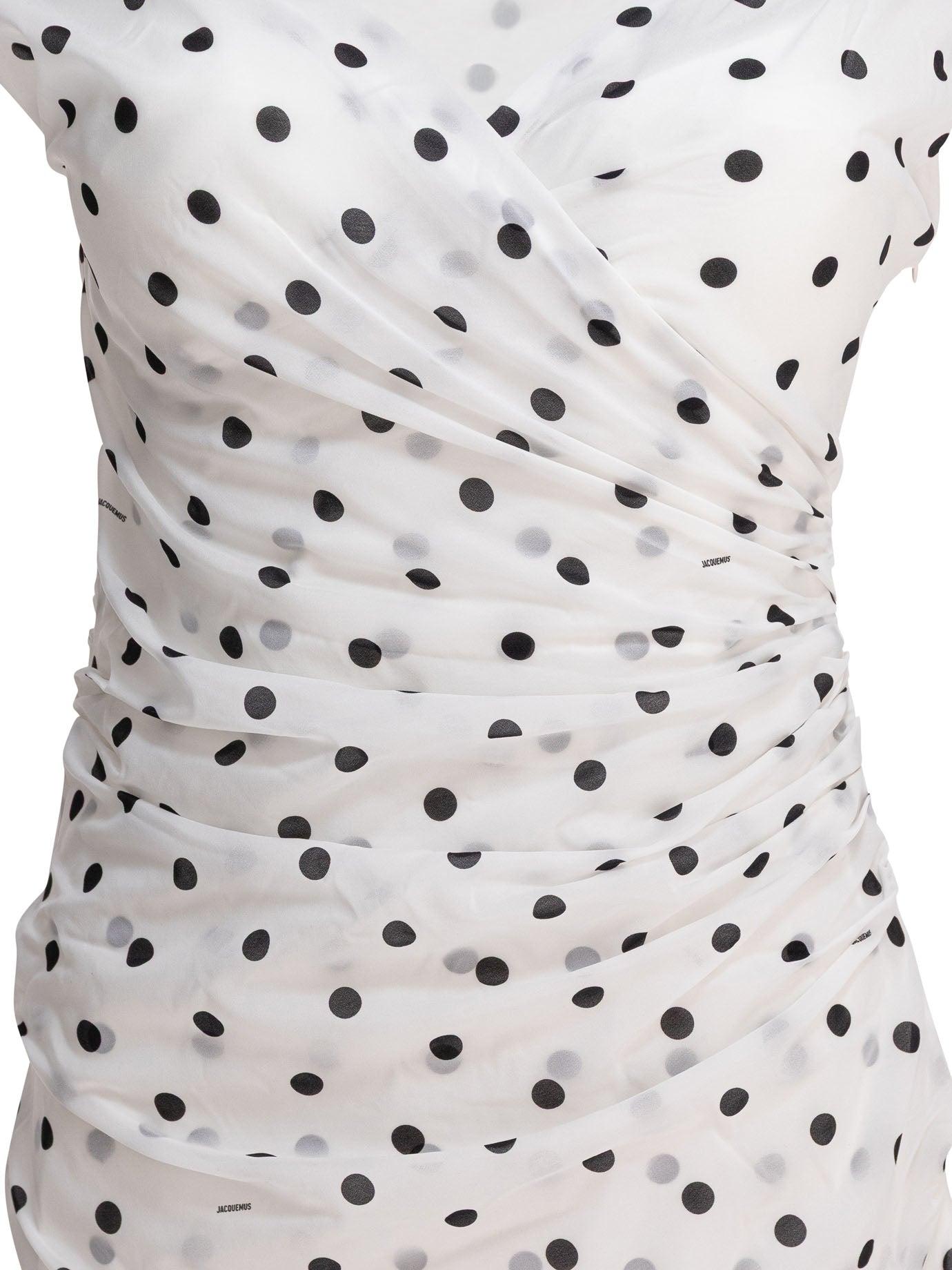 JACQUEMUS Women Rita Pois Long Dress In White Product Image