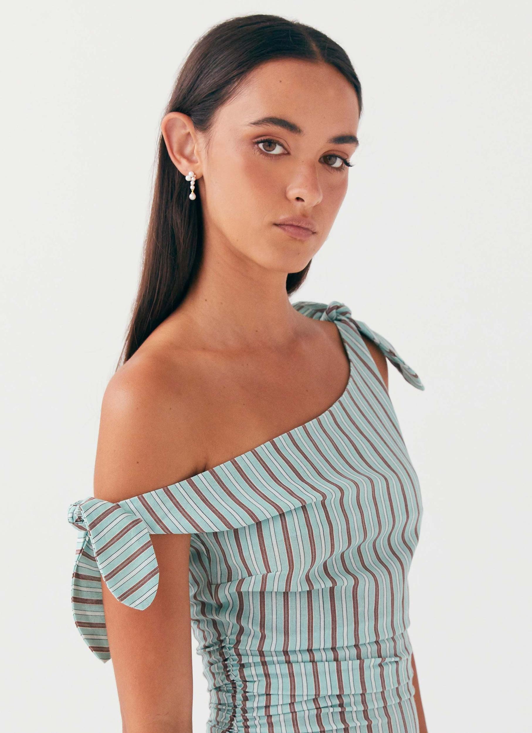 Amazonia Linen Mini Dress - Coastal Stripe Product Image