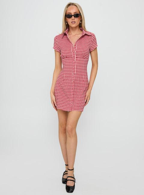 Motley Mini Dress Red Check Product Image