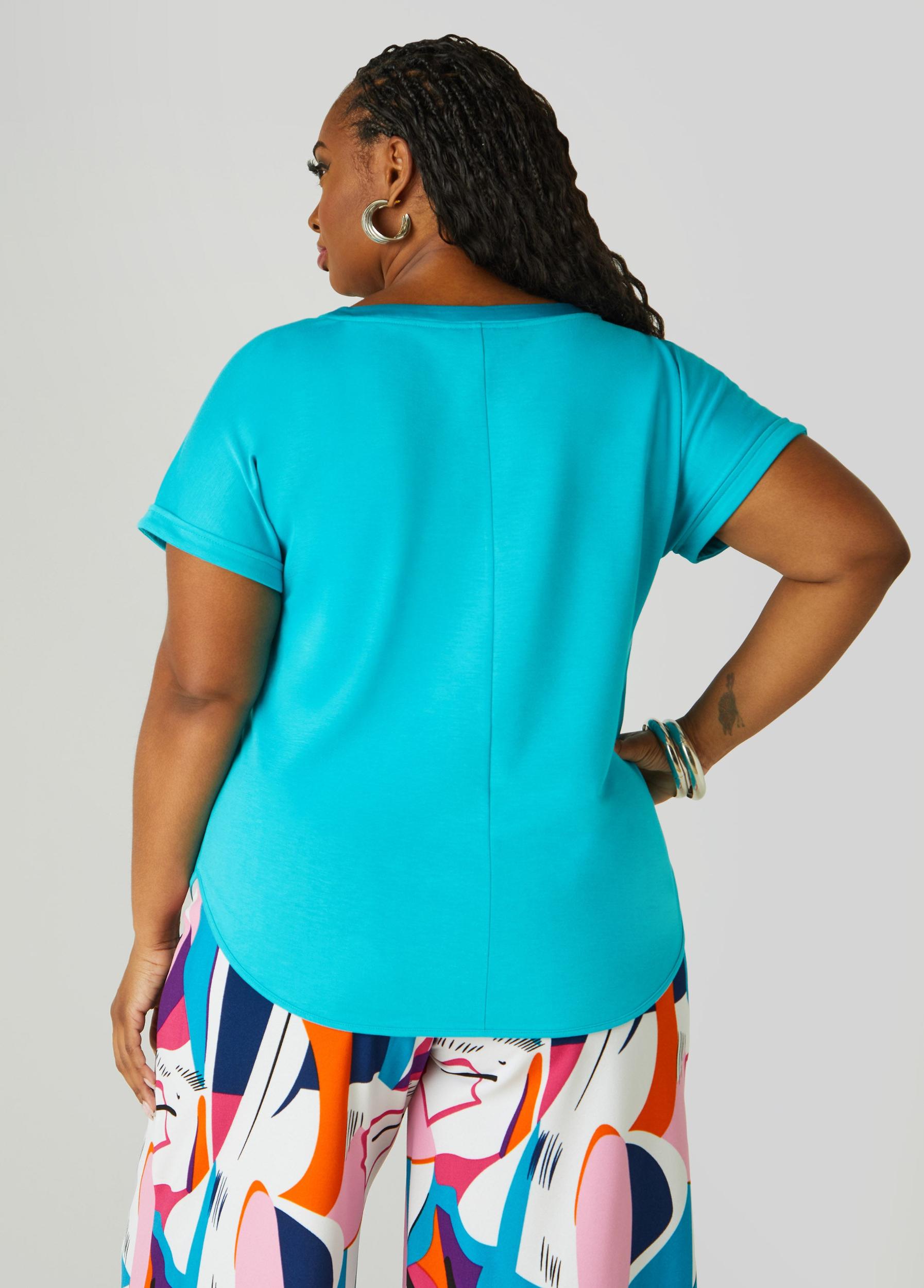 Plus Size Satin Trimmed French Terry Tee Ashley Stewart Product Image