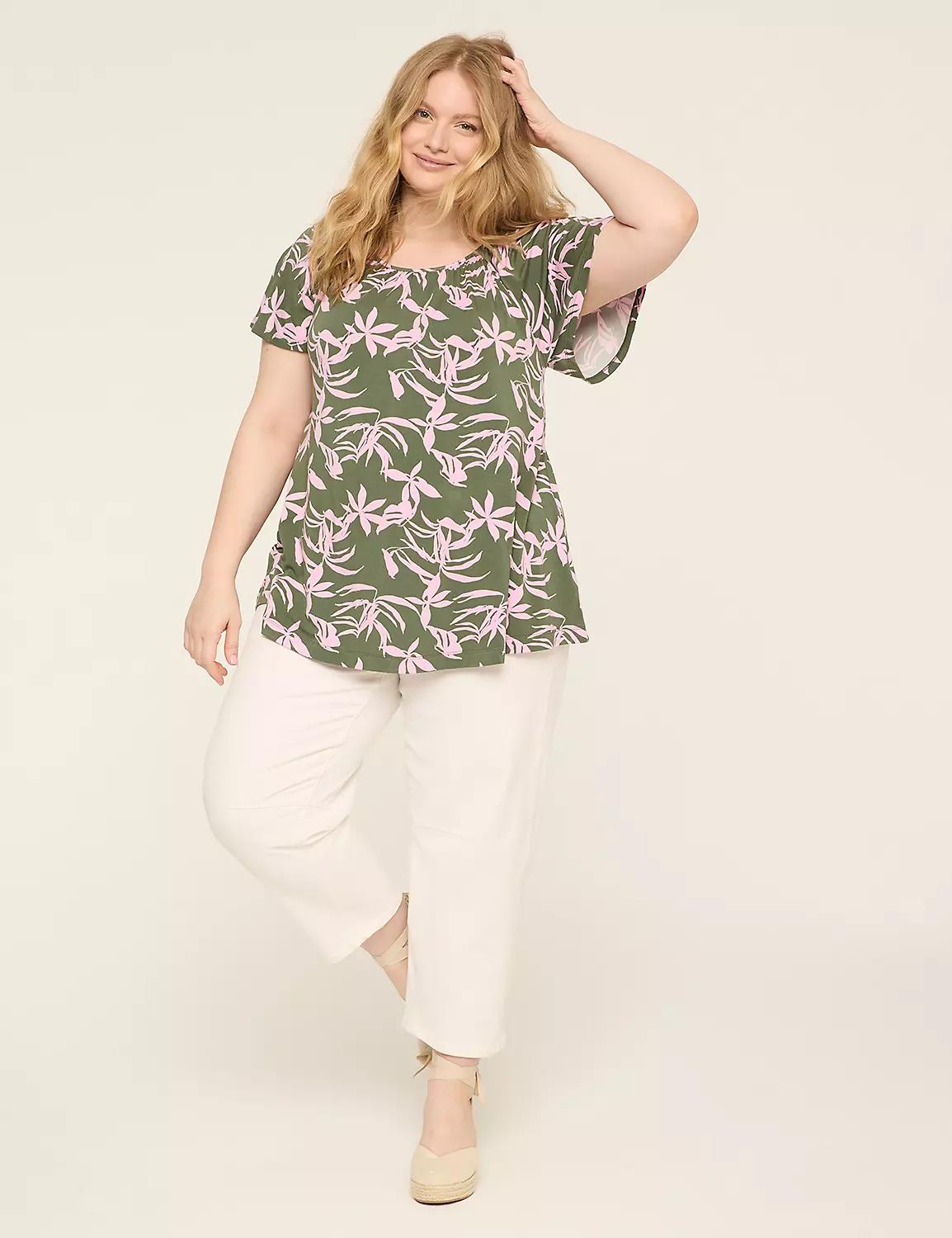 Swing Flutter-Sleeve Boatneck Top Product Image