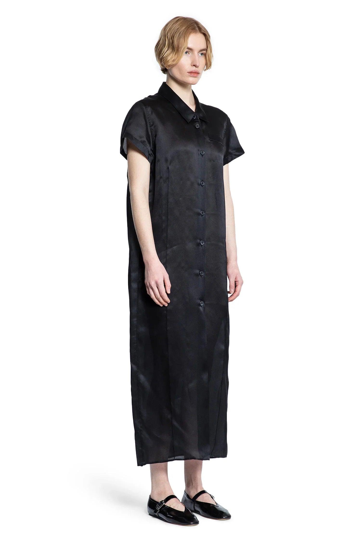 KHAITE Effy Silk And Cotton-blend Organza Midi Shirt Dress In Black Product Image