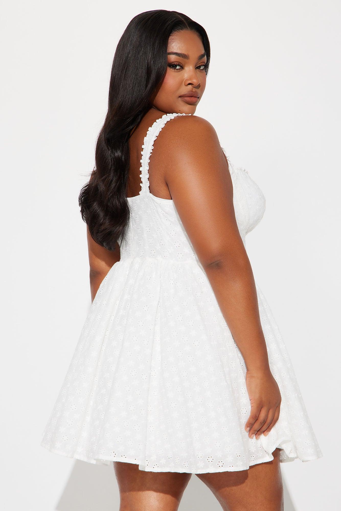 Cleo Eyelet Corset Mini Dress - White Product Image