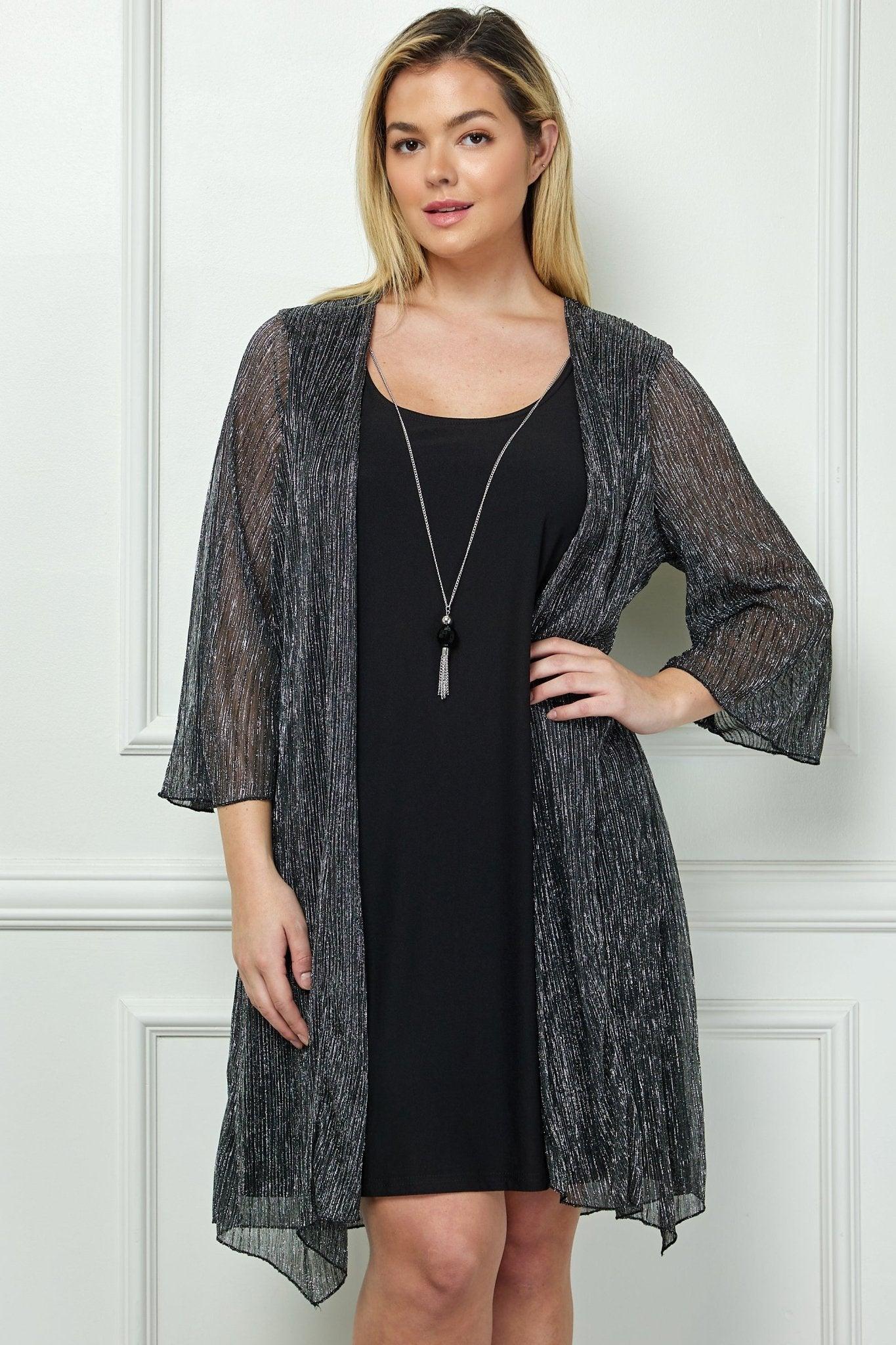 Sara Michelle 3/4 Bell Sleeve 2Fer Dress And Necklace - Plus Product Image