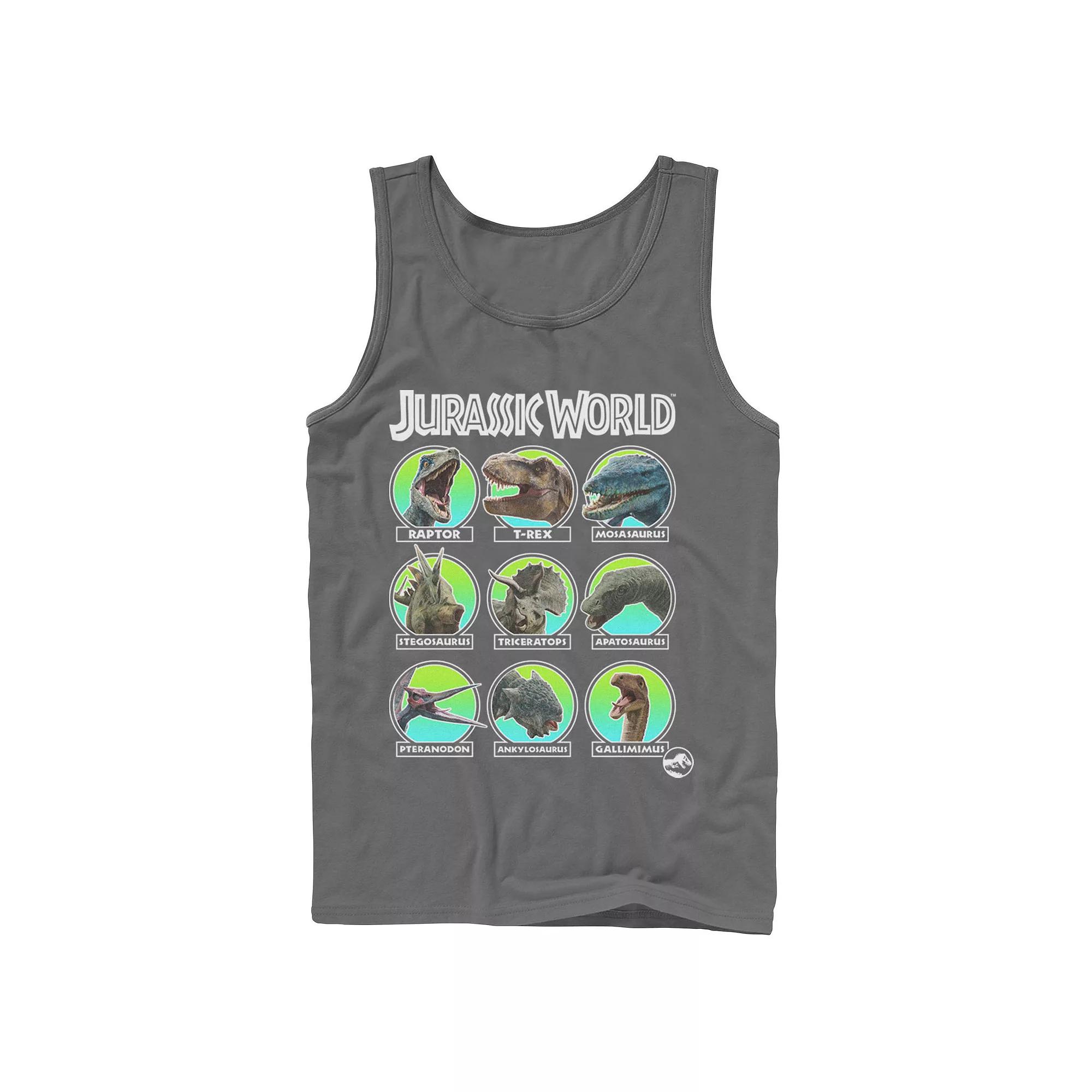 Men's Jurassic World Two Dino Heads Chart Tank Top,  Product Image