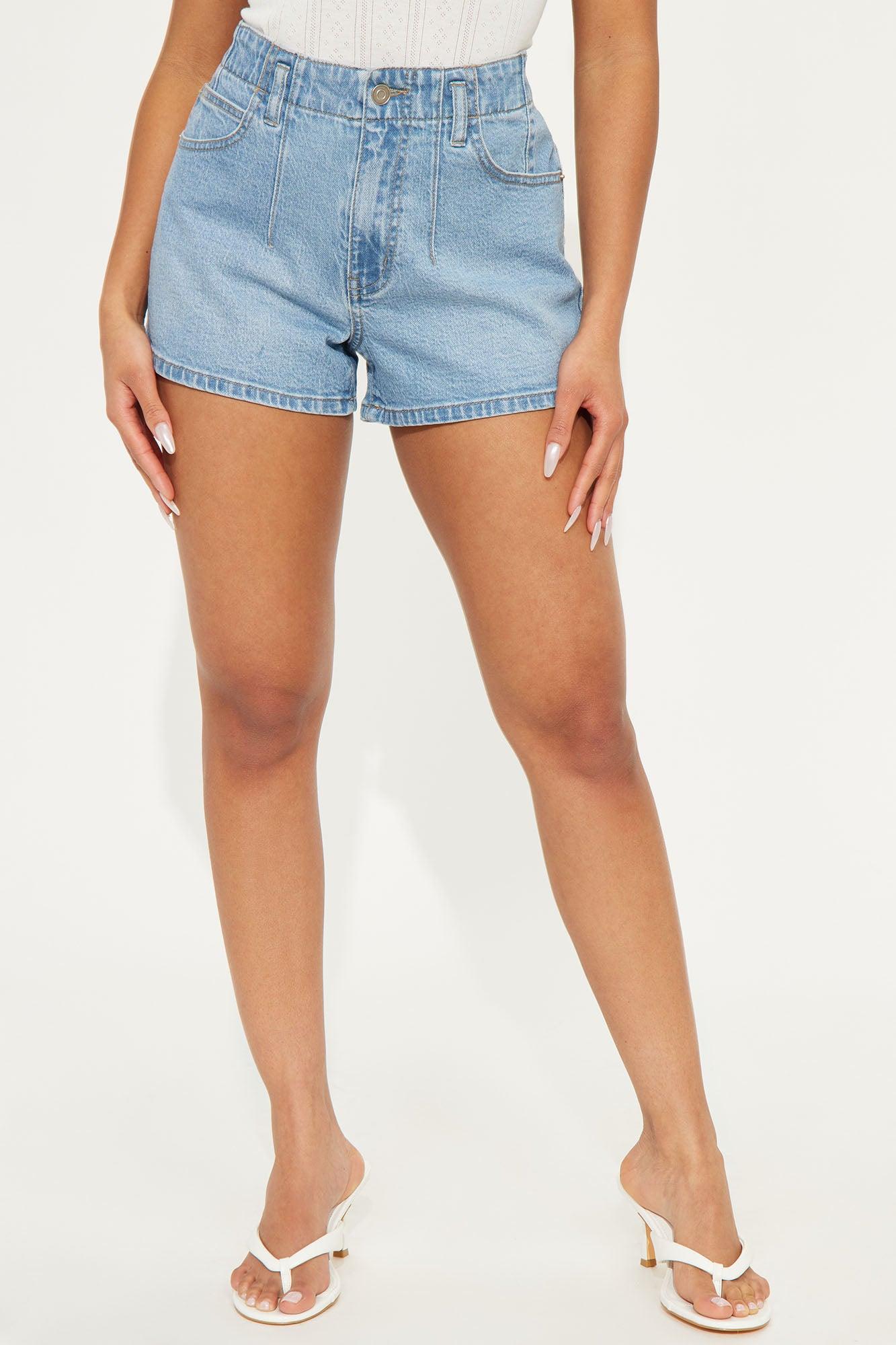 Karinne Seamed Denim Shorts - Medium Wash Product Image