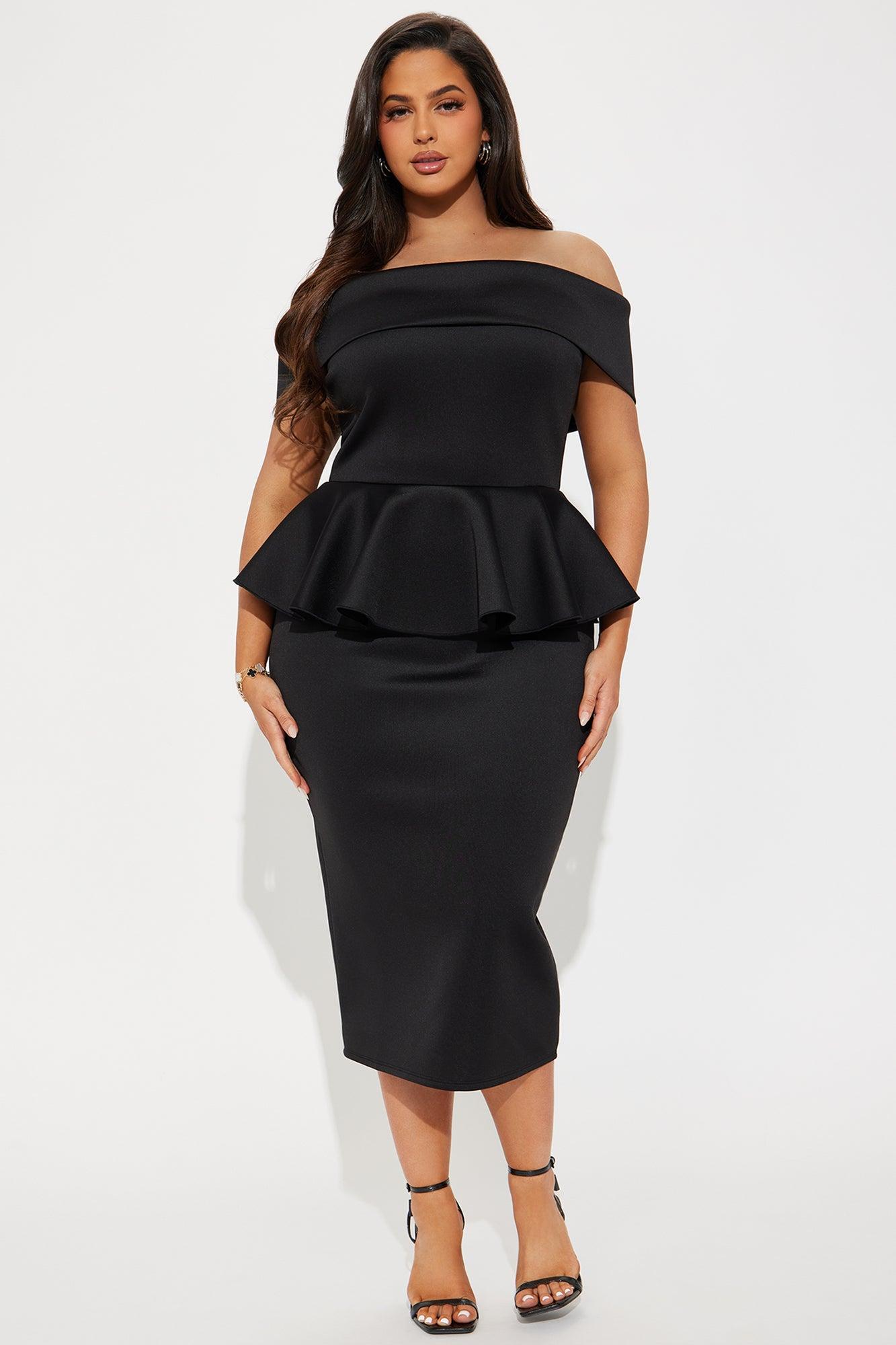 Mena Peplum Midi Dress - Black Product Image