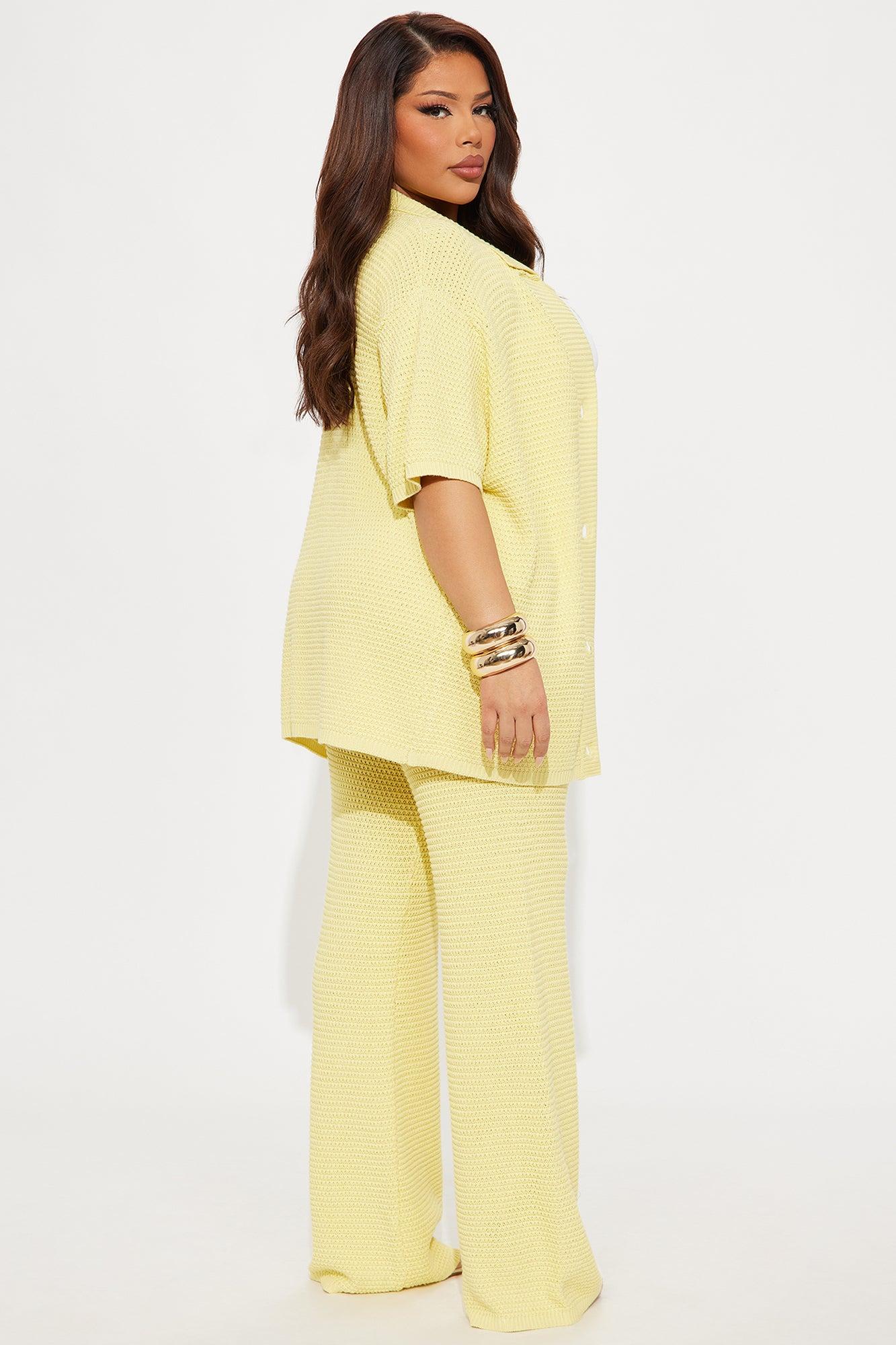 Calli Crochet Pant Set - Yellow Product Image