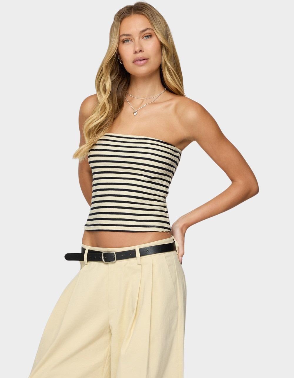 EDIKTED Odora Striped Tube Top - WHITE Product Image
