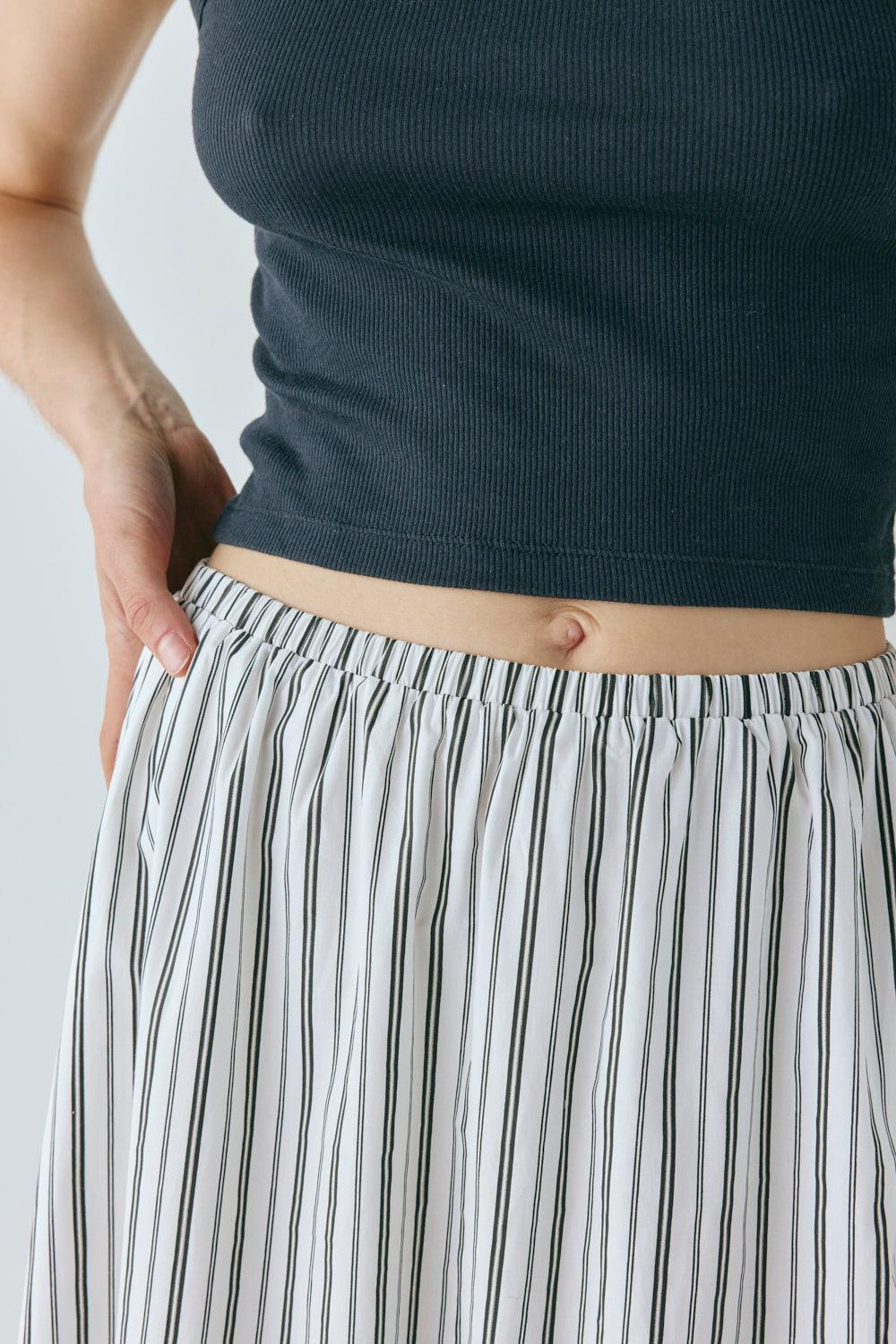 Solara Midi Skirt Black Stripe Product Image