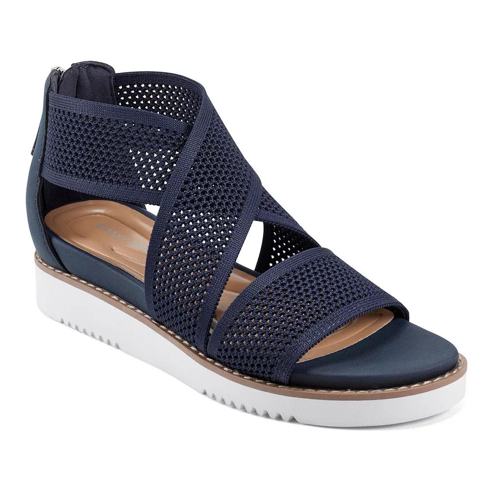Easy Spirit Witney Women's Wedge Perforated Zip Back Cross Strap Sandal,  Product Image