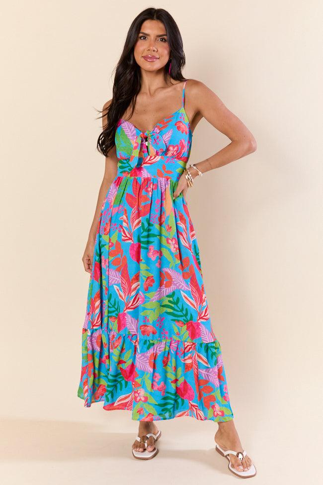 Tropical Touch Green Floral Maxi Dress FINAL SALE Product Image