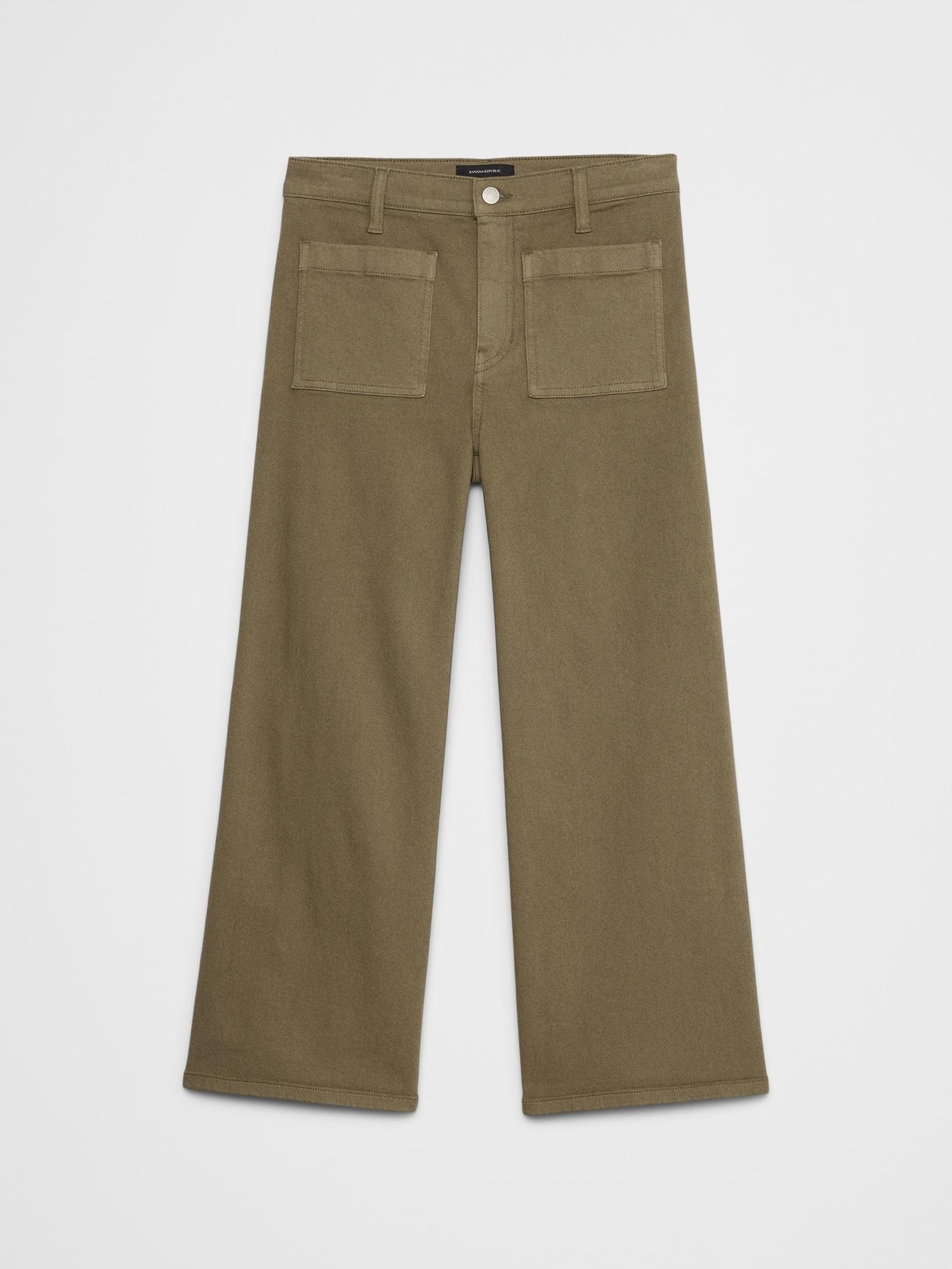 Wide-Leg High-Rise Patch Pocket Cropped Jean Product Image