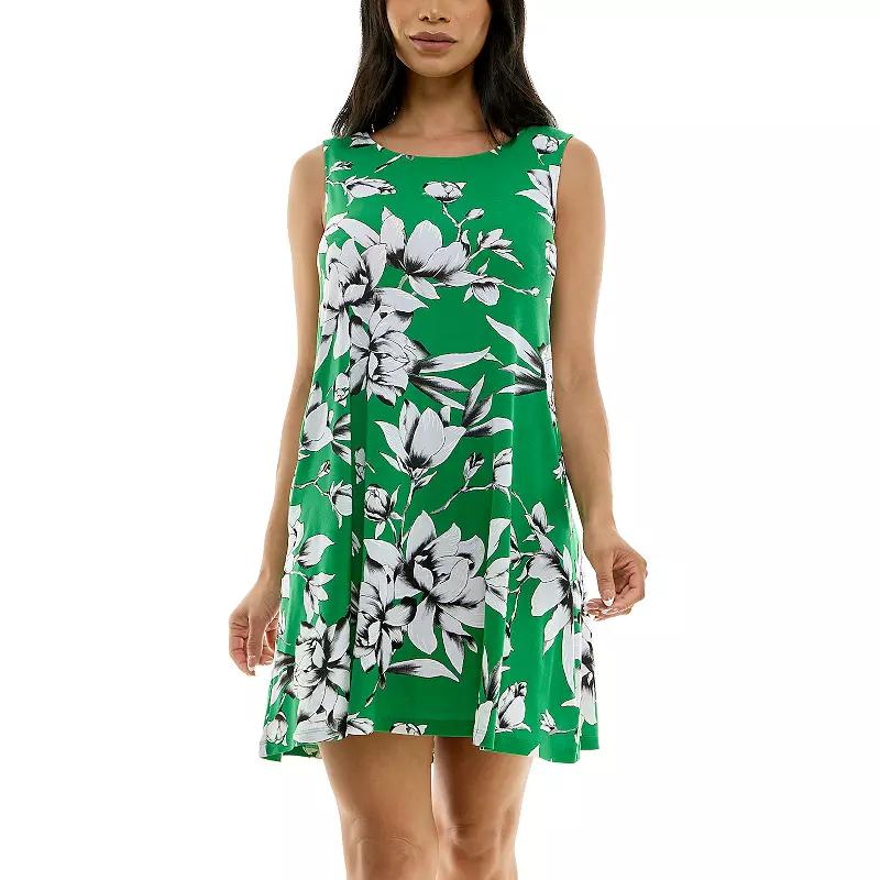 Women's Nina Leonard Puff Print Pocket Trapeze Dress,  Product Image