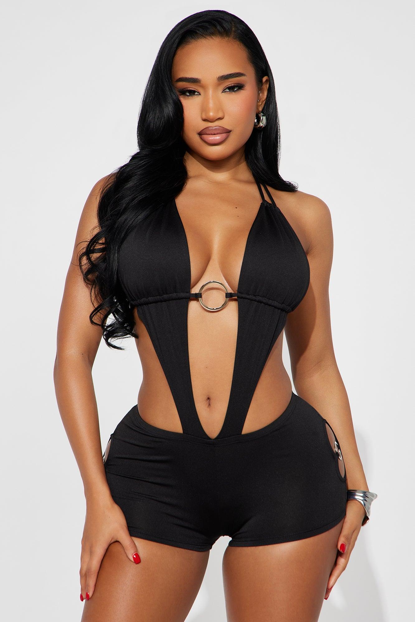 Catch Up Micro Short Romper - Black Product Image