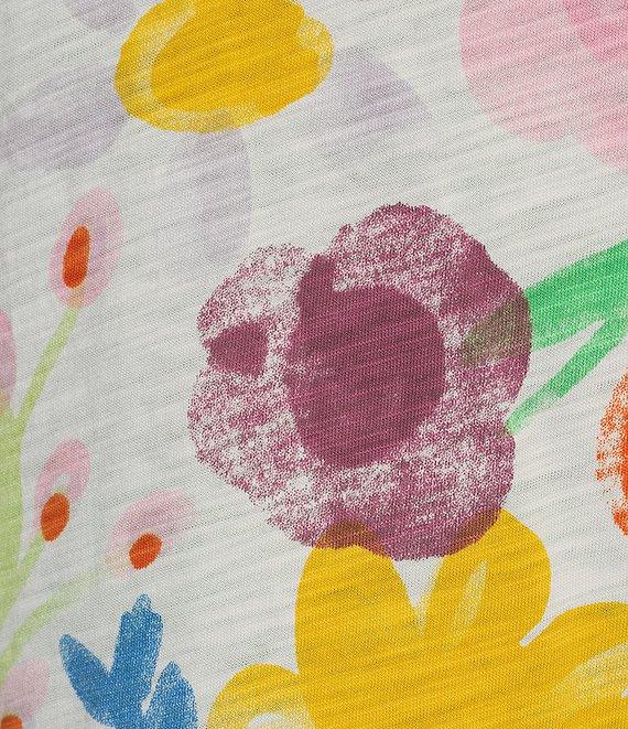 Charlie B. Organic Cotton Knit Floral Print Crew Neck Short Sleeve Tee Product Image