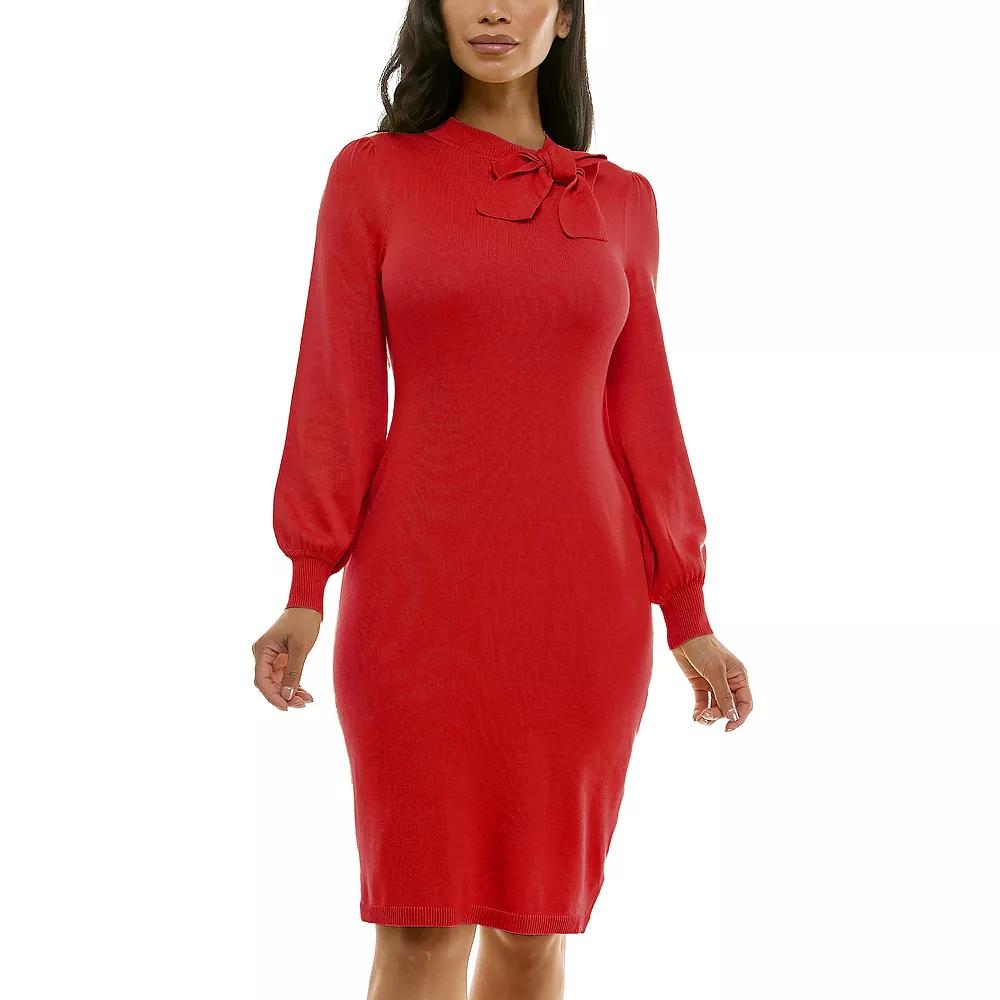 Women's Nina Leonard Column Sweater Dress, Size: Small, Red Product Image