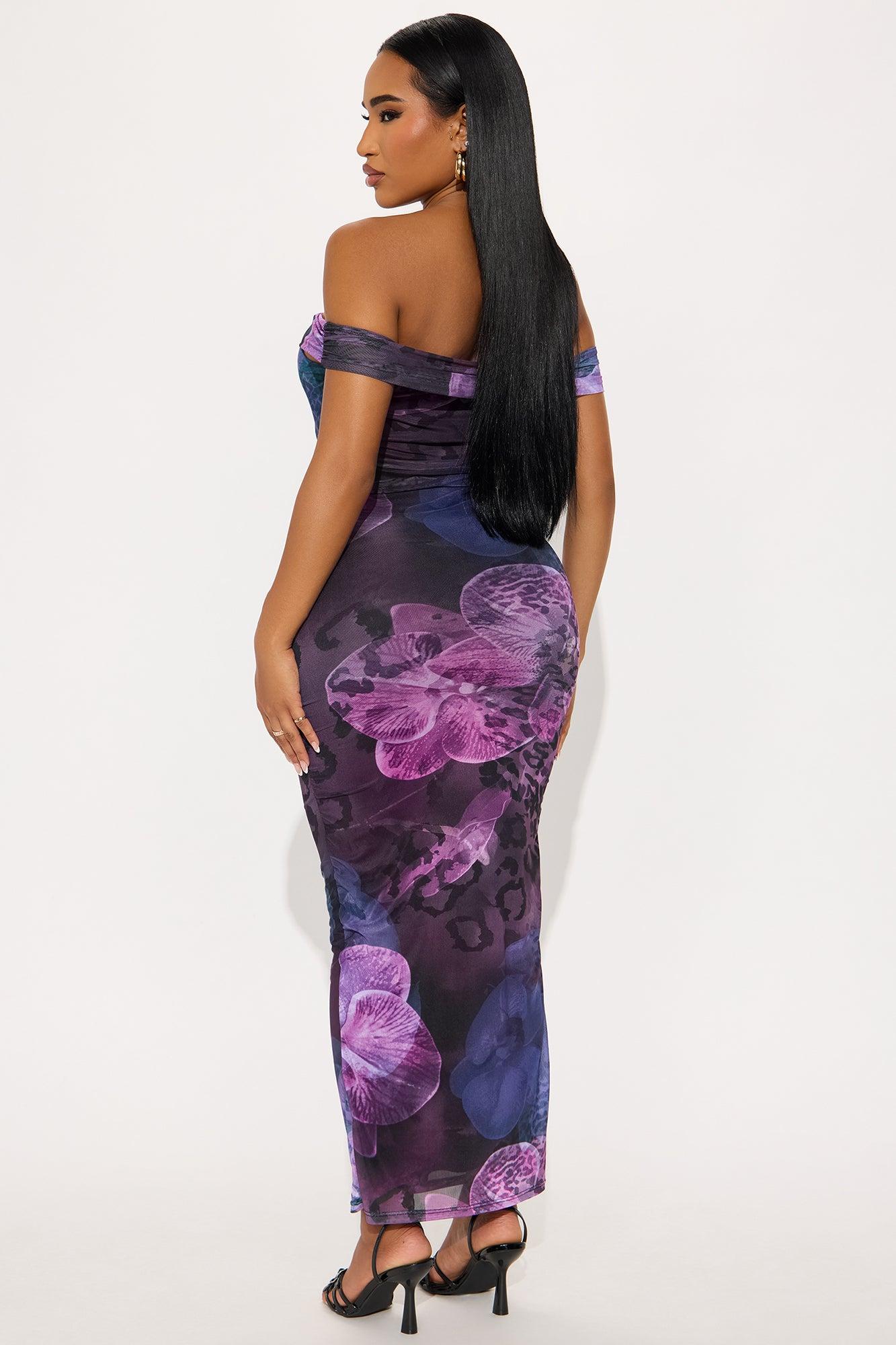 Flirty Floral Maxi Dress - Purple/combo Female Product Image