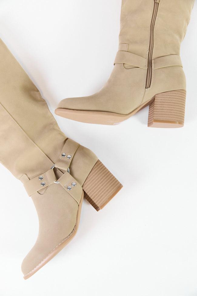 Hendrix Taupe Moto Tall Boots FINAL SALE Product Image