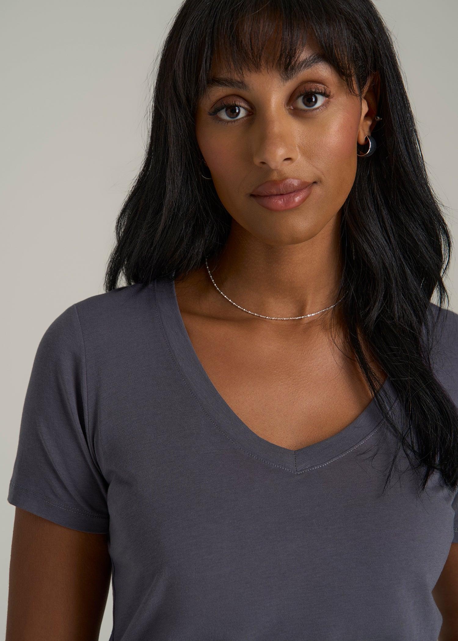 Scoop V-Neck Tee for Tall Women in Charcoal Female Product Image