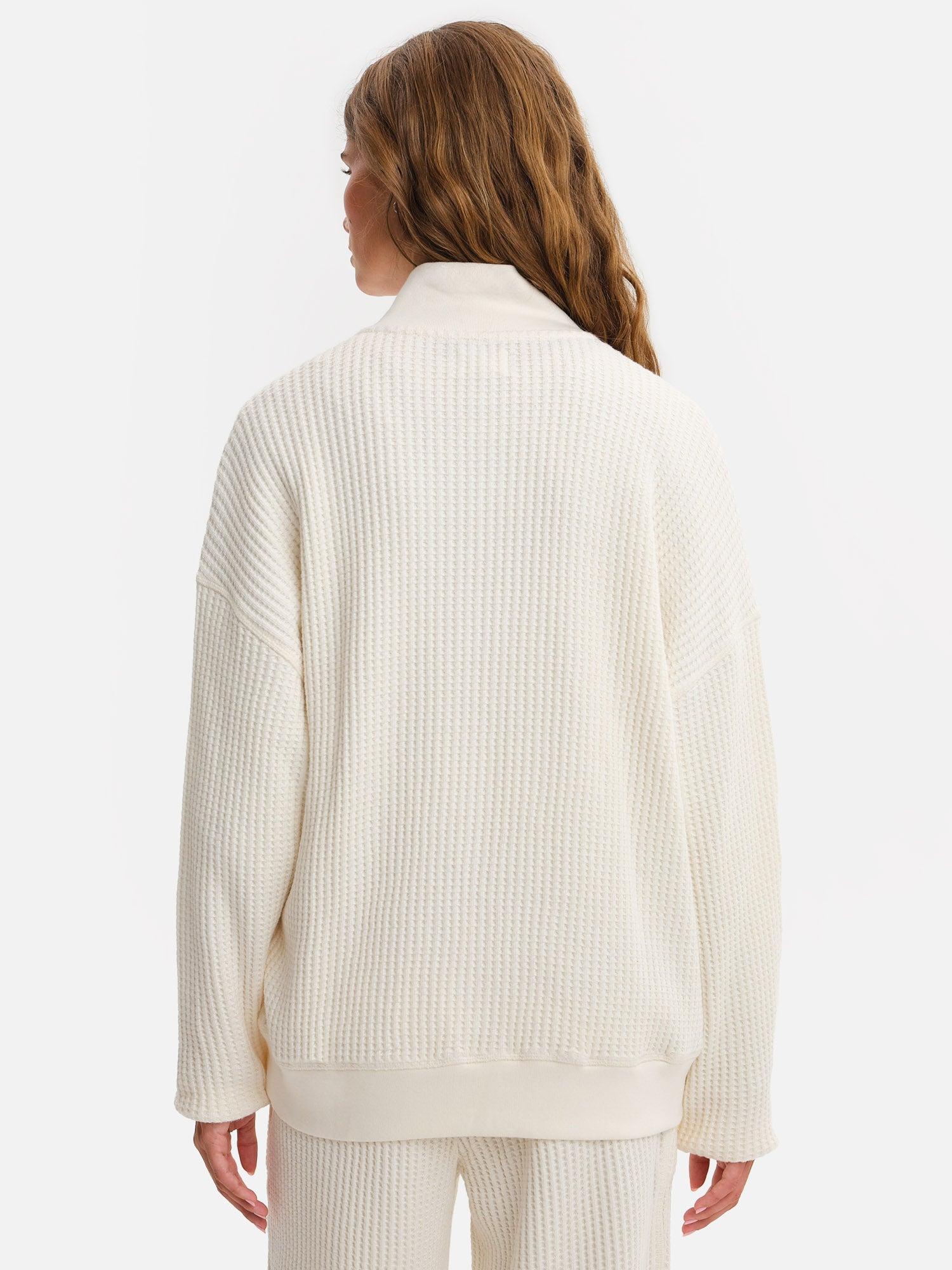 Organic Waffle Collared Half-Zip Sweatshirt Female Product Image