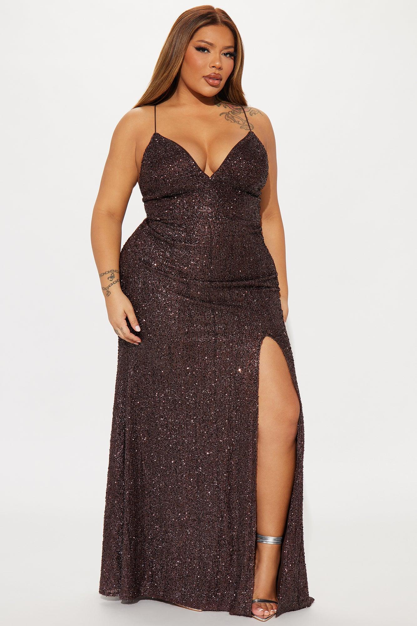 Vanessa Sequin Gown - Chocolate Product Image