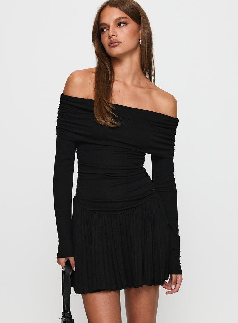 Field Of Dreams Long Sleeve Mini Dress Onyx Product Image