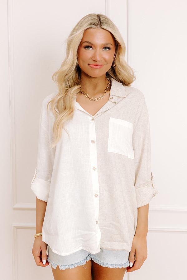 Beach Retreat Oversized Linen-Blend Button Up Product Image