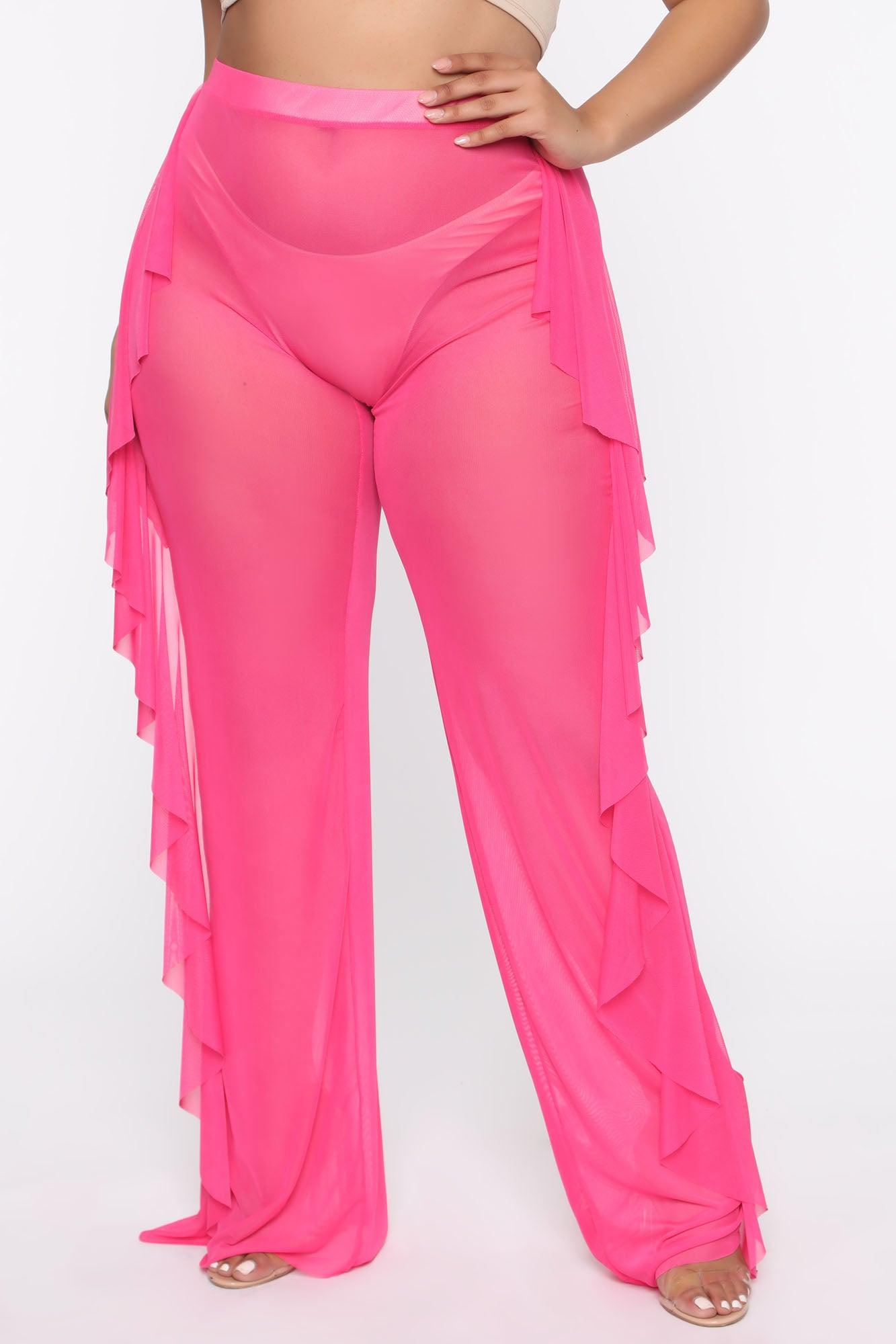 Sunshine See Through Cover Up Pant - Fuchsia Product Image