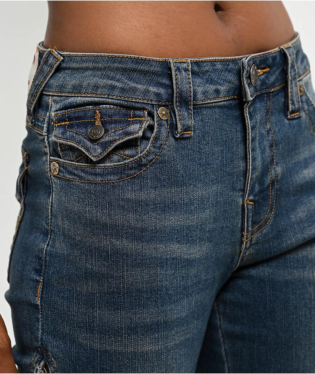 True Religion Becca Cutout Blue Wash Bootcut Jeans Product Image