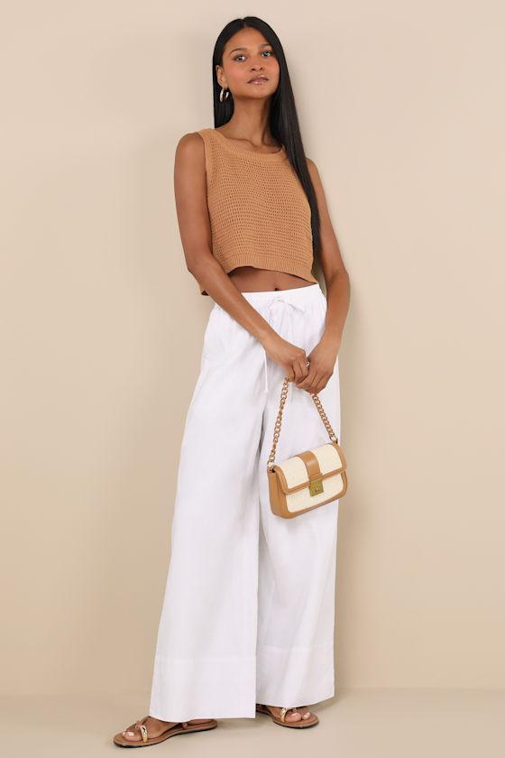 Brisa White Cuffed Wide-Leg Pants Product Image