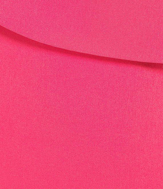 Belle by Badgley Mischka Aranza Stretch Crepe High Cape Neckline Sleveless Sheath Dress Product Image