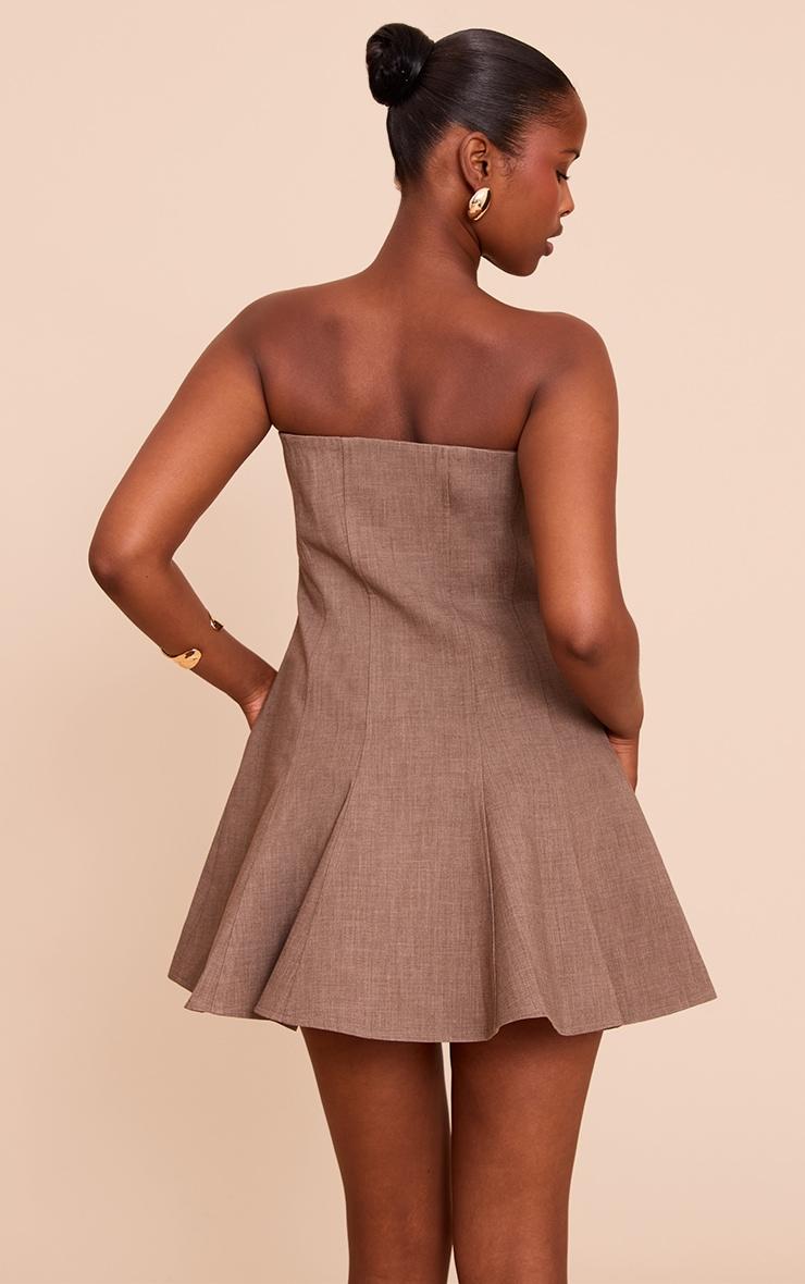 Taupe Woven Bandeau Shift Mini Dress Product Image