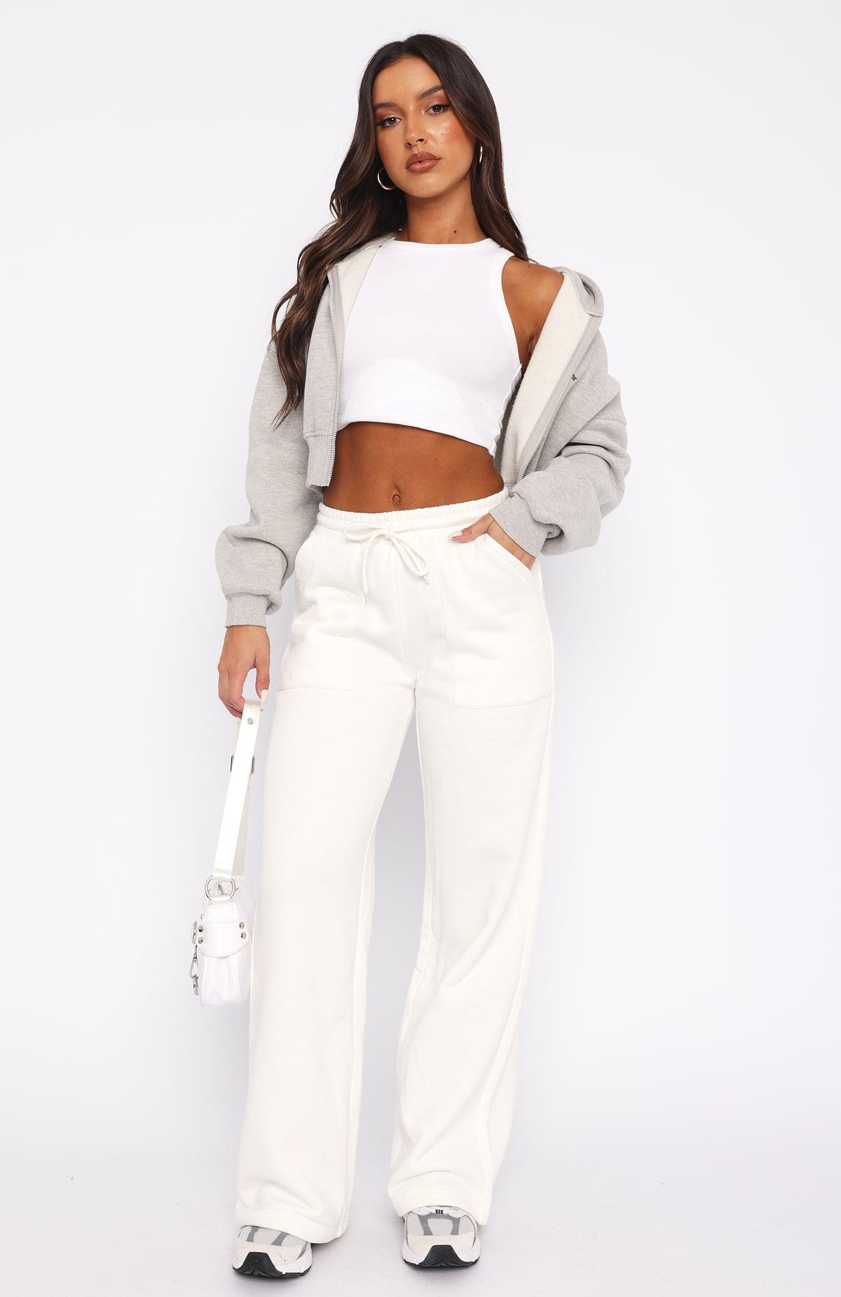 You'd Love It Here Wide Leg Sweatpants White Product Image