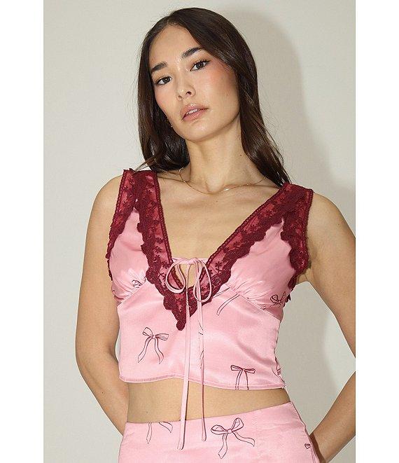 Bailey Rose V-Neck Sleeveless Bow Lace Coordinating Top Product Image