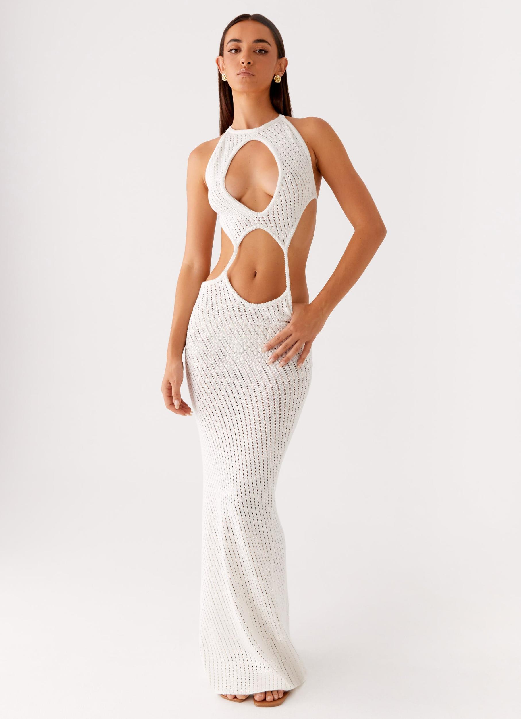 Caicos Crochet Maxi Dress - White Product Image