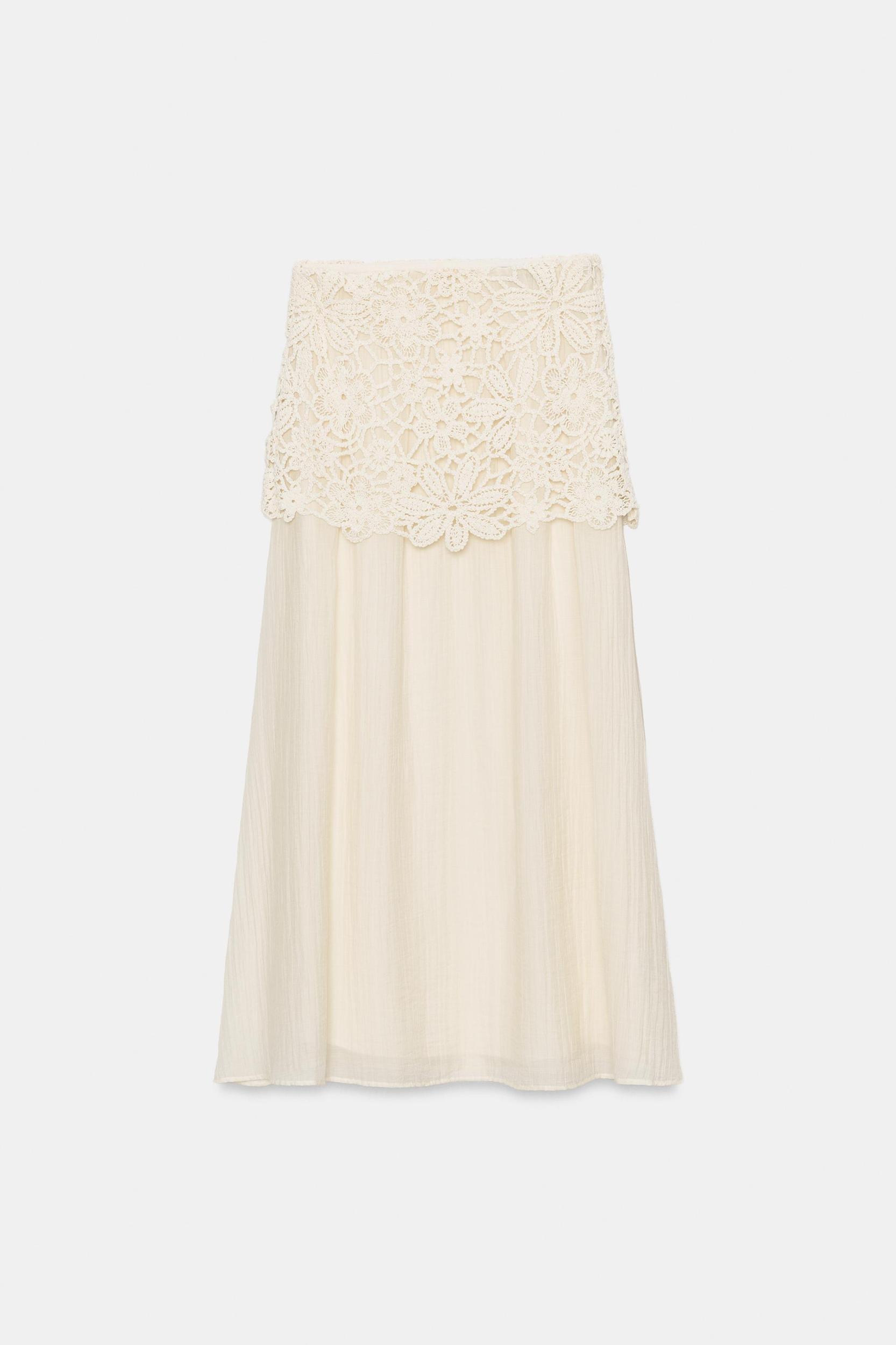 CROCHET COMBINATION MIDI SKIRT Product Image