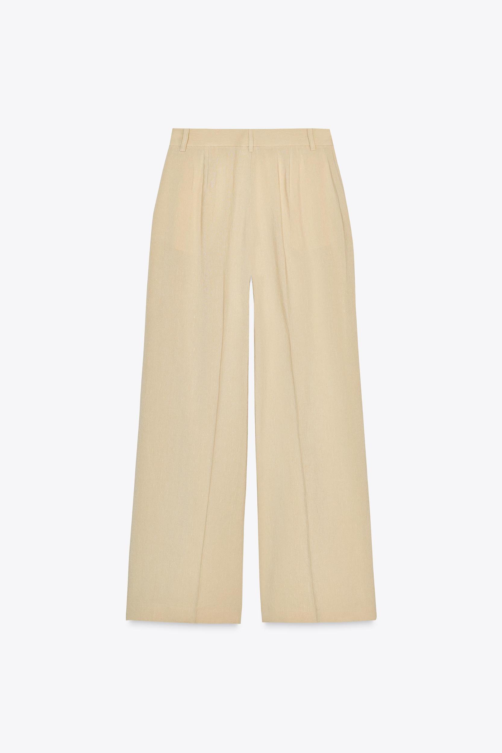 WIDE LEG LINEN PANTS WITH DARTS Product Image