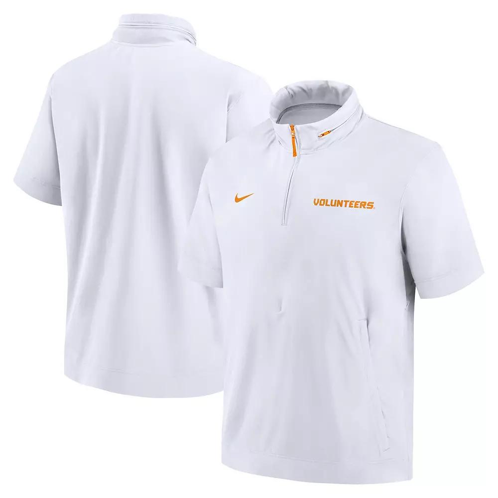 Men's Nike White Tennessee Volunteers 2024 Sideline Coach Short Sleeve Half-Zip Hoodie Jacket,  Product Image