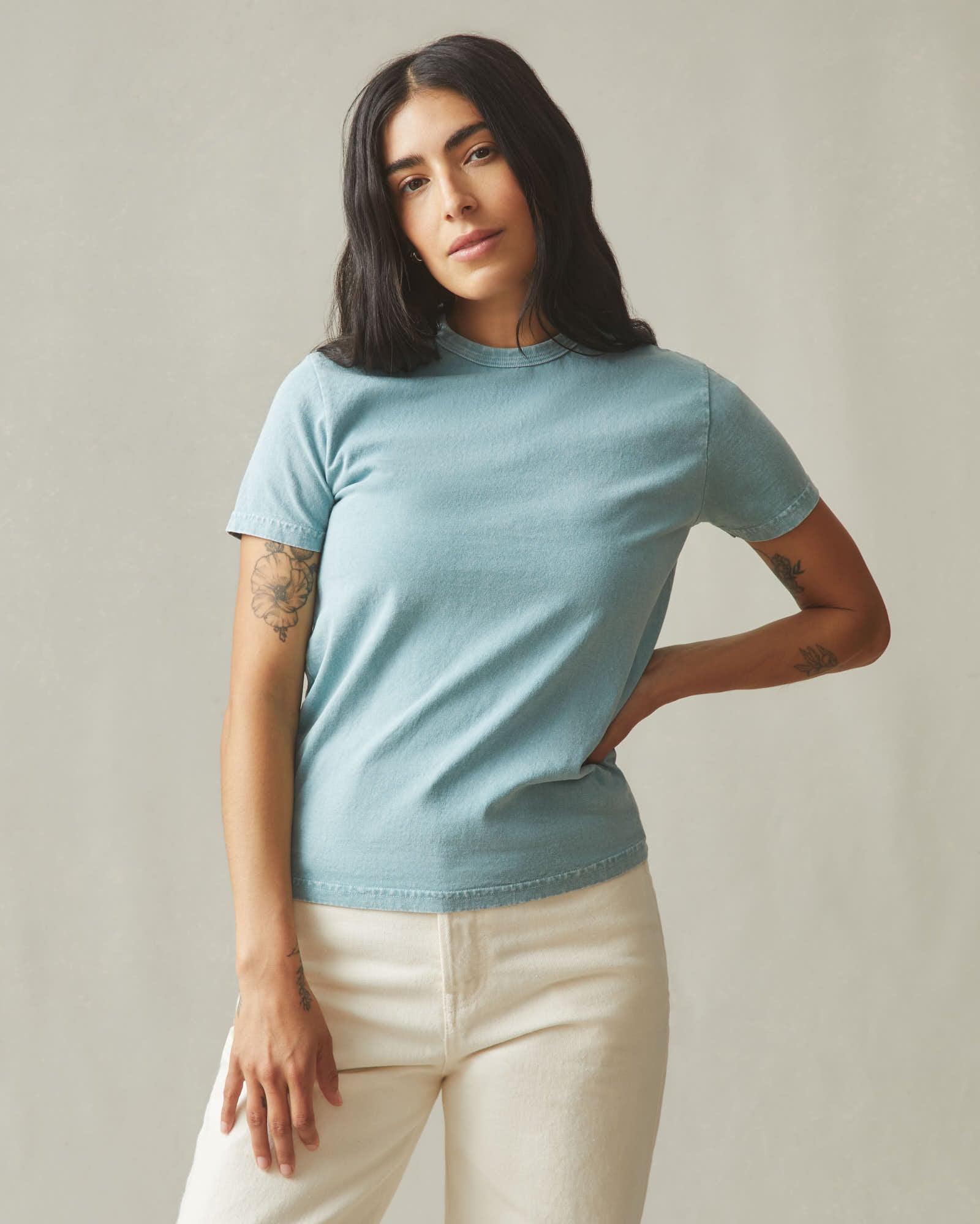 Women's Vintage Crew Tee - Mineral Wash Blue Mineral Product Image