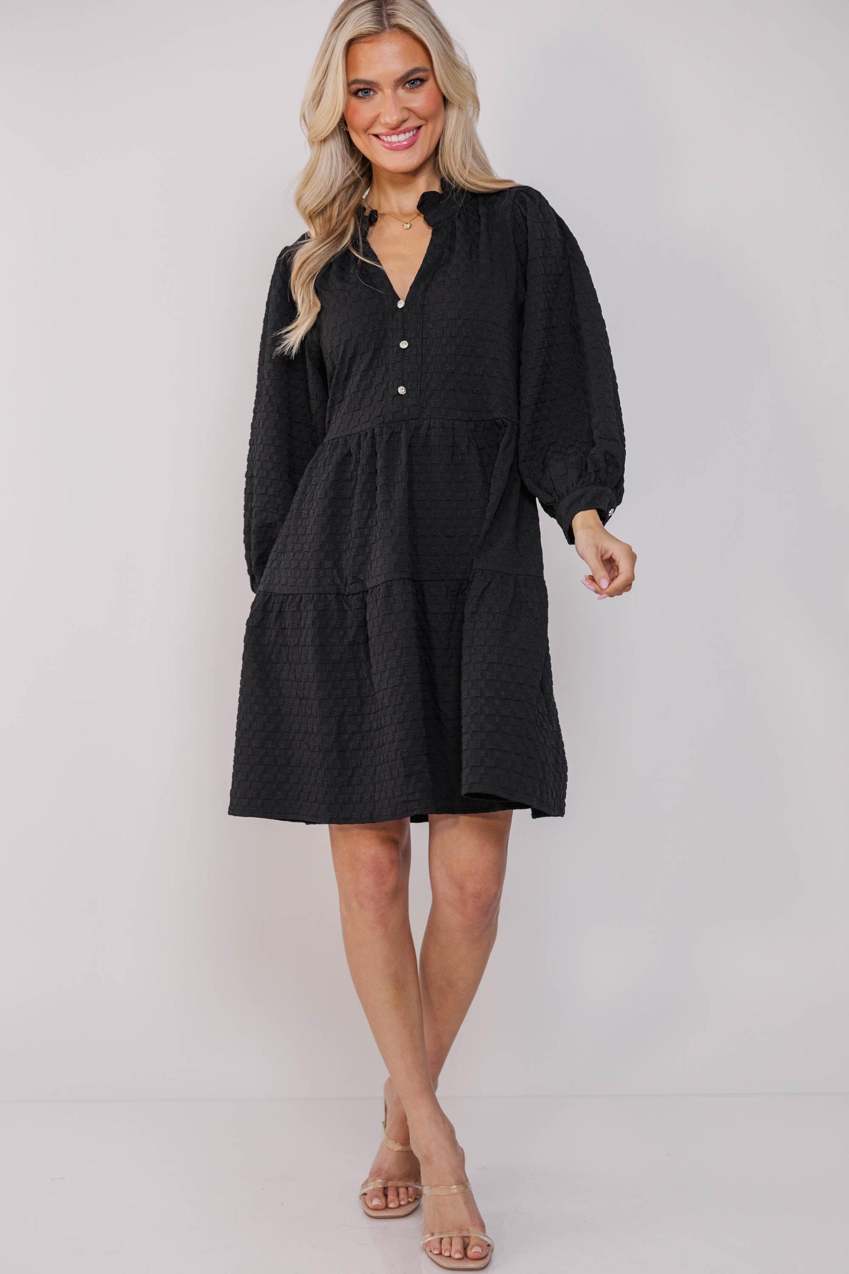 All Up To You Black Textured Dress Female Product Image