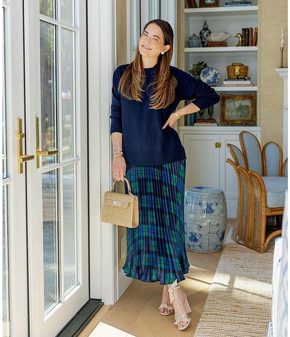 Sail To Sable x Style Charade 2-Piece Combo Crew Neck Long Sleeve Sweater With Blackwatch Plaid Pleated Slip Dress Product Image